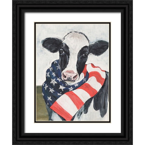 American Cow I Black Ornate Wood Framed Art Print with Double Matting by Warren, Annie