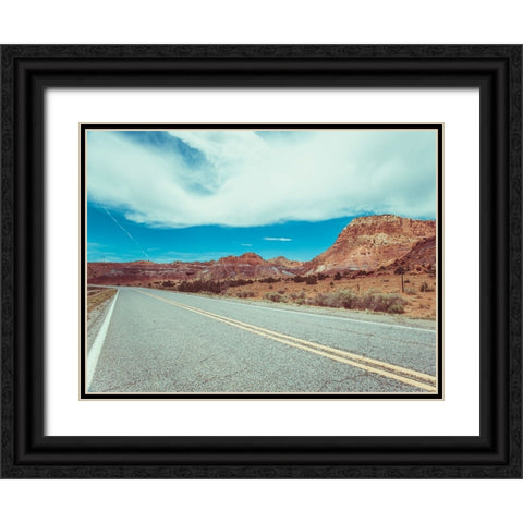 New Mexico Drive I Black Ornate Wood Framed Art Print with Double Matting by Quintero, Sonja