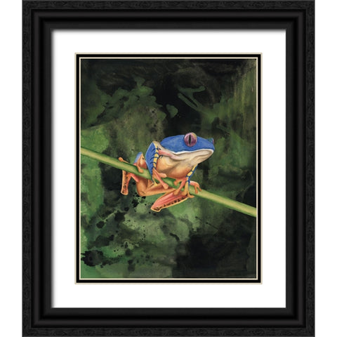 Watercolor Tree Frogs III Black Ornate Wood Framed Art Print with Double Matting by Willett, Michael