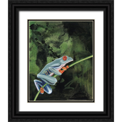 Watercolor Tree Frogs IV Black Ornate Wood Framed Art Print with Double Matting by Willett, Michael