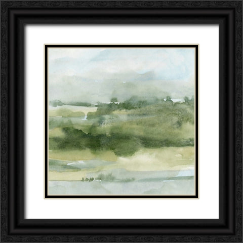Soft Sage Landscape II Black Ornate Wood Framed Art Print with Double Matting by Caroline, Emma
