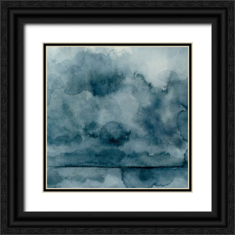 Amorphous Blue II Black Ornate Wood Framed Art Print with Double Matting by Caroline, Emma
