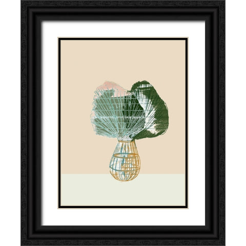 Woven Tropical Leaf II Black Ornate Wood Framed Art Print with Double Matting by Cartissi