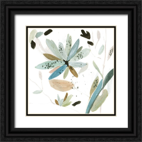 Minty Garden I Black Ornate Wood Framed Art Print with Double Matting by Wang, Melissa