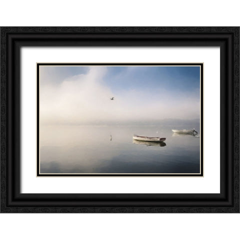 Boats at Dawn Black Ornate Wood Framed Art Print with Double Matting by Curinga, Kim