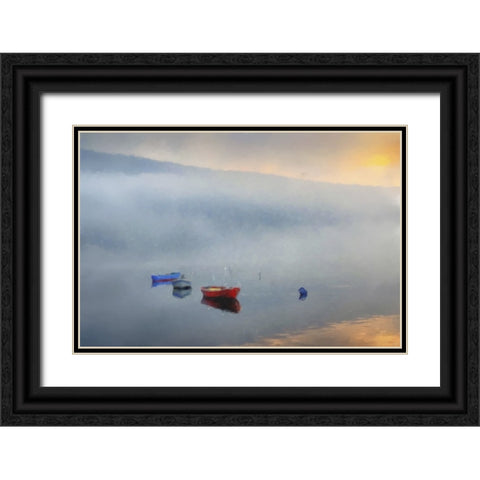 Primary Canoes Black Ornate Wood Framed Art Print with Double Matting by Curinga, Kim