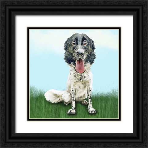 Happy Spaniel Black Ornate Wood Framed Art Print with Double Matting by Curinga, Kim