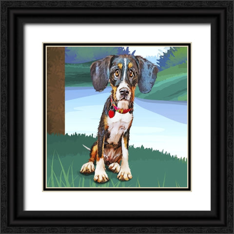 Beagle Baby Black Ornate Wood Framed Art Print with Double Matting by Curinga, Kim