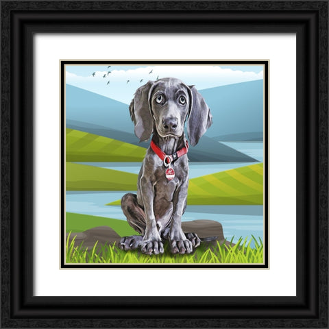 Baby Weimaraner Black Ornate Wood Framed Art Print with Double Matting by Curinga, Kim