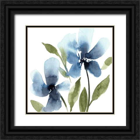 Blue Hues I Black Ornate Wood Framed Art Print with Double Matting by Warren, Annie