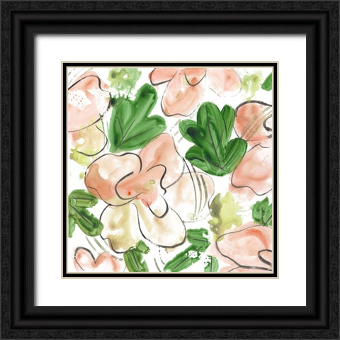 Peachy Flora III Black Ornate Wood Framed Art Print with Double Matting by Wang, Melissa