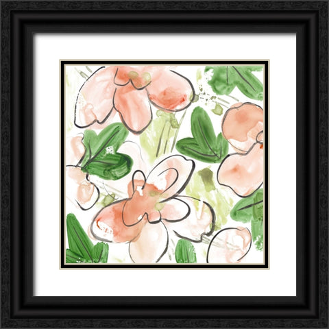 Peachy Flora IV Black Ornate Wood Framed Art Print with Double Matting by Wang, Melissa