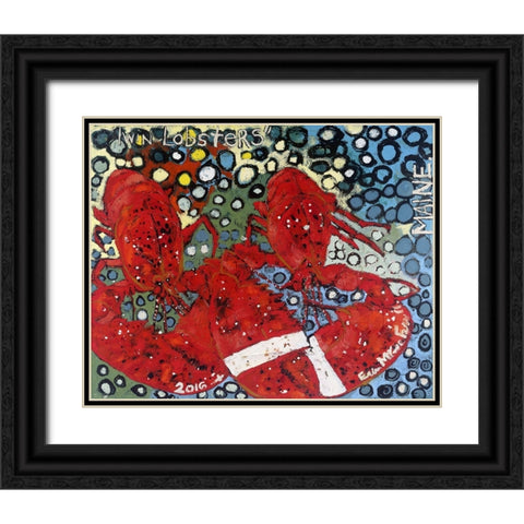 Twin Lobsters I Black Ornate Wood Framed Art Print with Double Matting by Ferrell, Erin McGee