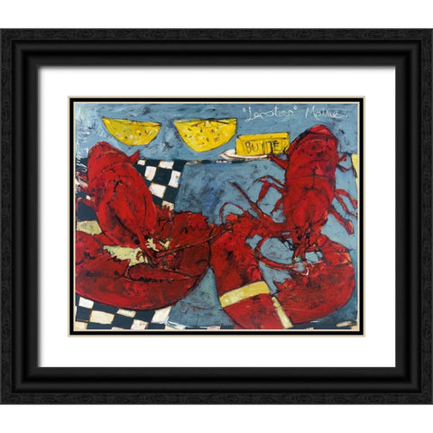 Twin Lobsters II Black Ornate Wood Framed Art Print with Double Matting by Ferrell, Erin McGee
