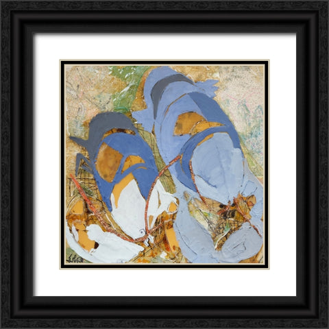 Blue Lobsters Black Ornate Wood Framed Art Print with Double Matting by Ferrell, Erin McGee
