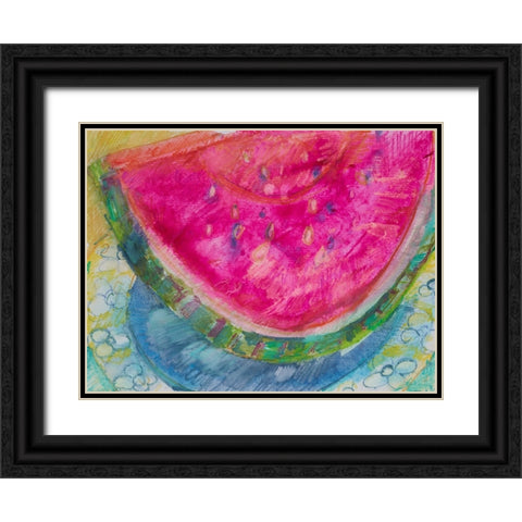 Watermelon III Black Ornate Wood Framed Art Print with Double Matting by Ferrell, Erin McGee