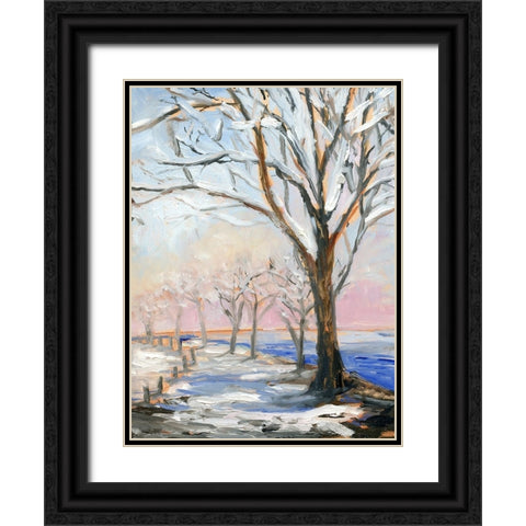 Lakeside in Winter Black Ornate Wood Framed Art Print with Double Matting by Iafrate, Sandra