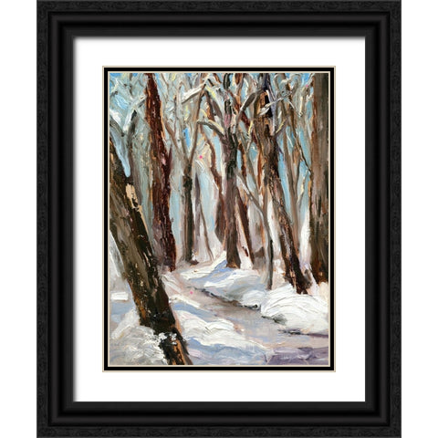 Woods in Winter Black Ornate Wood Framed Art Print with Double Matting by Iafrate, Sandra