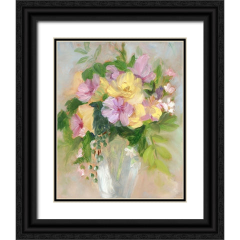 Yellow and Violet Bouquet I Black Ornate Wood Framed Art Print with Double Matting by Iafrate, Sandra