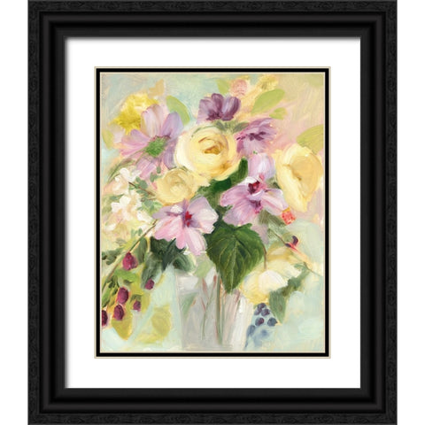 Yellow and Violet Bouquet II Black Ornate Wood Framed Art Print with Double Matting by Iafrate, Sandra