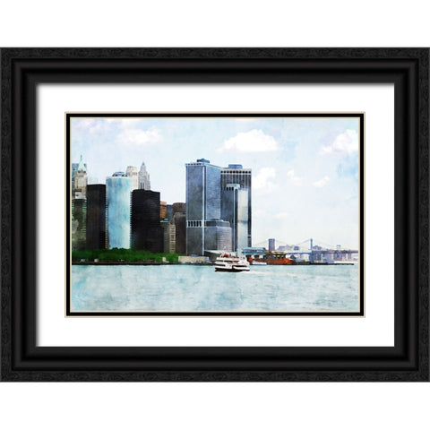 NYC Battery Park Black Ornate Wood Framed Art Print with Double Matting by Pica, Jeff