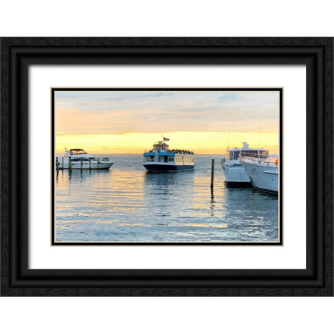Pines Harbor Yellow Black Ornate Wood Framed Art Print with Double Matting by Pica, Jeff