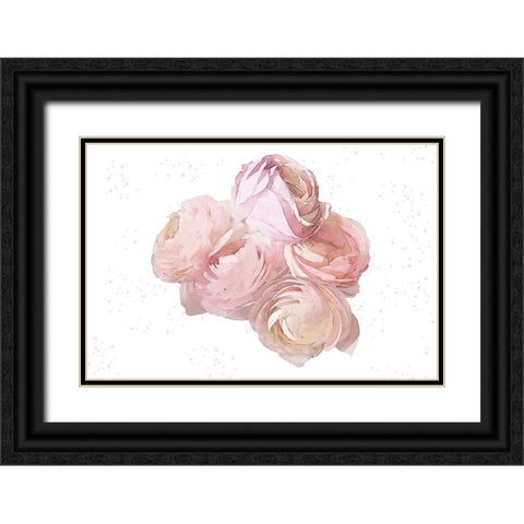 Pink Peonies Black Ornate Wood Framed Art Print with Double Matting by Pica, Jeff
