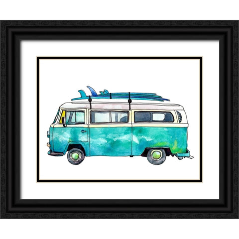 Blue Surf Van Black Ornate Wood Framed Art Print with Double Matting by McCreery, Paul