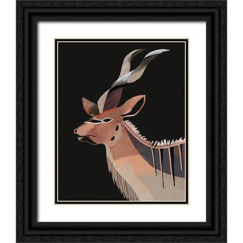 Kudu Black Ornate Wood Framed Art Print with Double Matting by Ewer, Rebekah