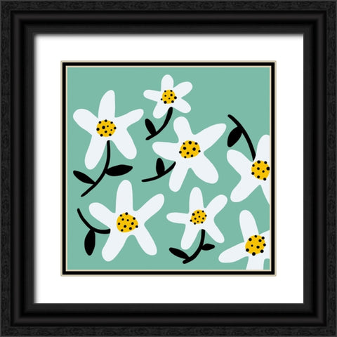 Daisy Rounds I Black Ornate Wood Framed Art Print with Double Matting by Ewer, Rebekah