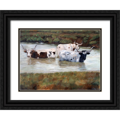 Longhorn Spa Day II Black Ornate Wood Framed Art Print with Double Matting by Winkler, Kathy