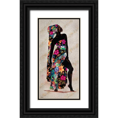 Her Beauty I Black Ornate Wood Framed Art Print with Double Matting by Saunders, Alonzo
