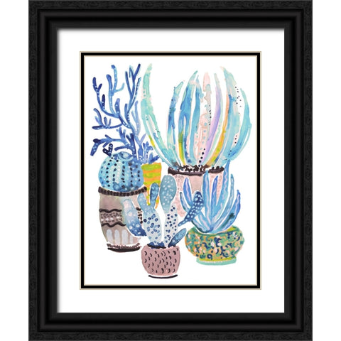 A Cactus Garden II Black Ornate Wood Framed Art Print with Double Matting by Fields, Karen