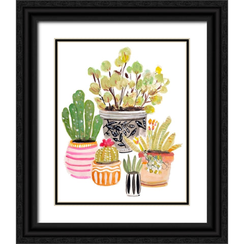 Plant Garden I Black Ornate Wood Framed Art Print with Double Matting by Fields, Karen