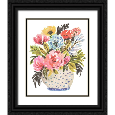 A Sweet Bouquet Black Ornate Wood Framed Art Print with Double Matting by Fields, Karen
