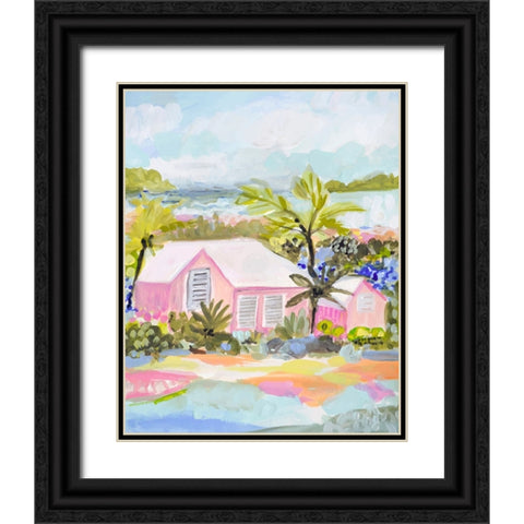 Pink Bungalow Island Black Ornate Wood Framed Art Print with Double Matting by Fields, Karen