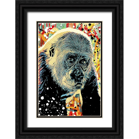 Gorilla Graffitied I Black Ornate Wood Framed Art Print with Double Matting by Aldridge, Ashley