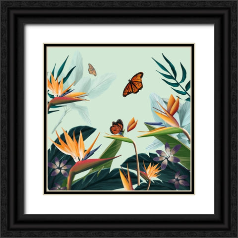Tropical Flowers I Black Ornate Wood Framed Art Print with Double Matting by Arctic Frame