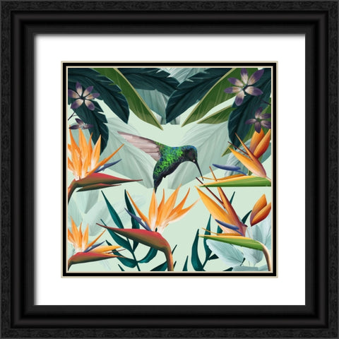 Tropical Flowers II Black Ornate Wood Framed Art Print with Double Matting by Arctic Frame