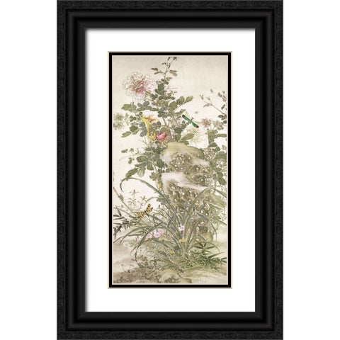 Chinoiserie Panel IV Black Ornate Wood Framed Art Print with Double Matting by Hunziker, Steve