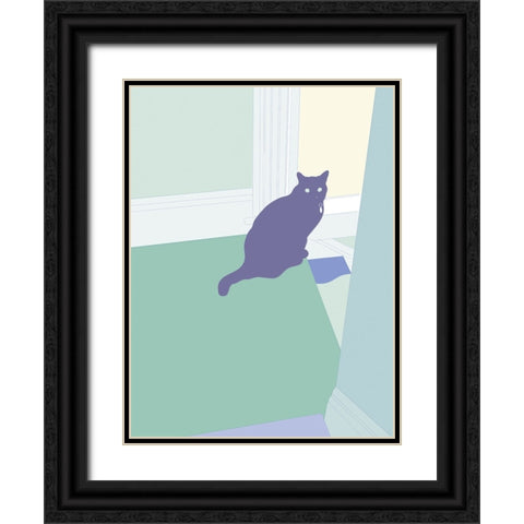 Curious Cat  I Black Ornate Wood Framed Art Print with Double Matting by Weiss, Richard