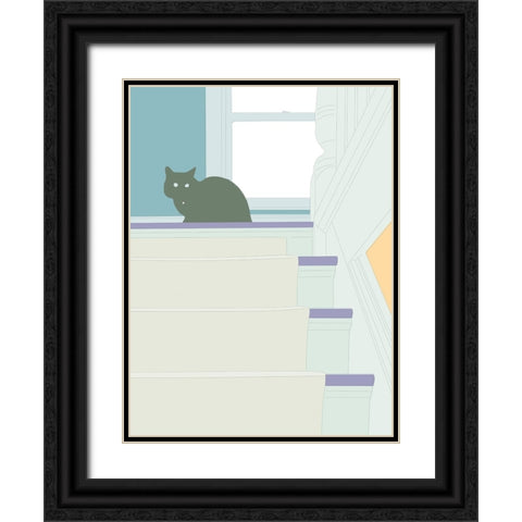 Curious Cat  V Black Ornate Wood Framed Art Print with Double Matting by Weiss, Richard