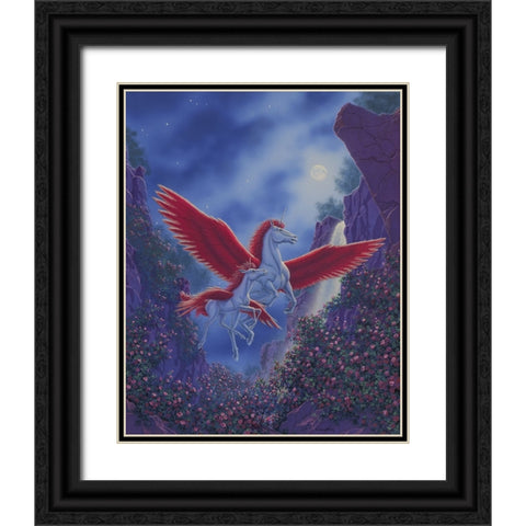 Moon Feather Black Ornate Wood Framed Art Print with Double Matting by Courtney, Richard