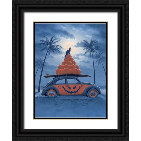 Surfing Pumpkins Black Ornate Wood Framed Art Print with Double Matting by Courtney, Richard