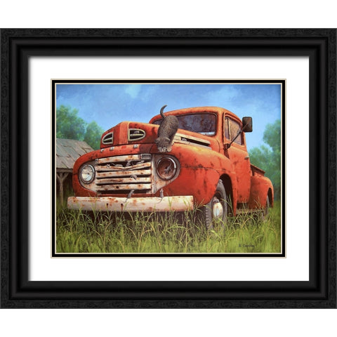 Chase on the Truck Black Ornate Wood Framed Art Print with Double Matting by Courtney, Richard
