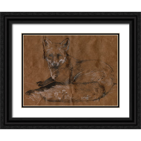 Crafty Fox II Black Ornate Wood Framed Art Print with Double Matting by Parker, Jennifer Paxton