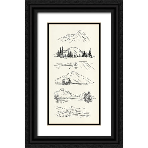 Mountain Ink II Black Ornate Wood Framed Art Print with Double Matting by Warren, Annie