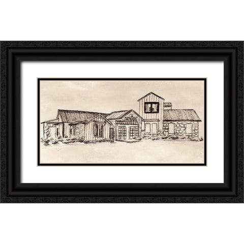 Village at Sunset II Black Ornate Wood Framed Art Print with Double Matting by Wang, Melissa