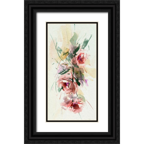 Rosa Flora I Black Ornate Wood Framed Art Print with Double Matting by Wang, Melissa