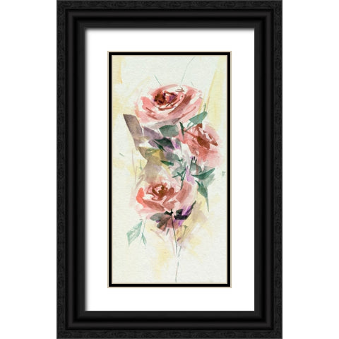 Rosa Flora II Black Ornate Wood Framed Art Print with Double Matting by Wang, Melissa